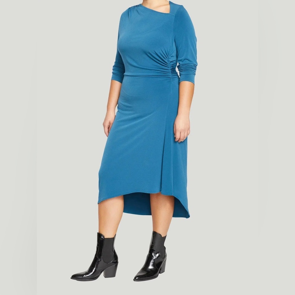 Velvety-Cool Jersey Cinched Dress - Midnight Rain - XL_26-28